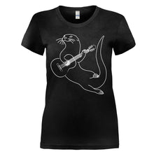 Load image into Gallery viewer, Guitar Playing Otter - T Shirt - GUITAR_PLAYING_OTTER_-_ladies_-_black