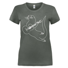 Load image into Gallery viewer, Guitar Playing Otter - T Shirt - GUITAR_PLAYING_OTTER_-_ladies_-_charcoal