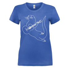 Load image into Gallery viewer, Guitar Playing Otter - T Shirt - GUITAR_PLAYING_OTTER_-_ladies_-_royalblue