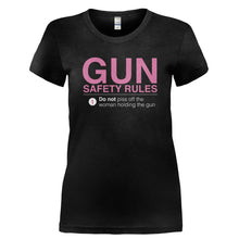 Load image into Gallery viewer, Gun Safety Rules - T Shirt - GUN_SAFETY_RULES-_Ladies_-_Black