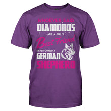 Load image into Gallery viewer, German Shepherds Are A Girl's Best Friend - T Shirt - German_Shepherds_Are_A_Girl_s_Best_Friend_men_purple