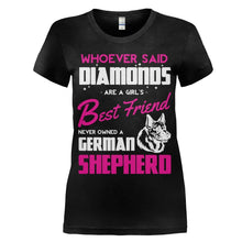 Load image into Gallery viewer, German Shepherds Are A Girl's Best Friend - T Shirt - German_Shepherds_Are_A_Girl_s_Best_Friend_women_black