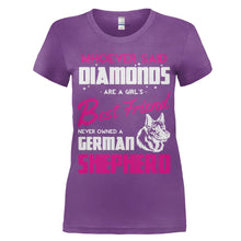 Load image into Gallery viewer, German Shepherds Are A Girl's Best Friend - T Shirt - German_Shepherds_Are_A_Girl_s_Best_Friend_women_purple