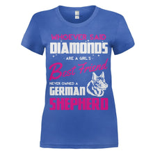 Load image into Gallery viewer, German Shepherds Are A Girl's Best Friend - T Shirt - German_Shepherds_Are_A_Girl_s_Best_Friend_women_royal