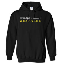 Load image into Gallery viewer, Grandpa x (custom) = A Happy Life - Personalized - T Shirt - Grandpa-x-_custom_-_-A-Happy-Life---Personalized---hoodie---Black