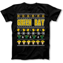 Load image into Gallery viewer, Green Bay - Ugly Christmas Sweater - T Shirt - Green_Bay_-_Ugly_Christmas_Sweater_men_black