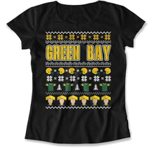 Load image into Gallery viewer, Green Bay - Ugly Christmas Sweater - T Shirt - Green_Bay_-_Ugly_Christmas_Sweater_women_black