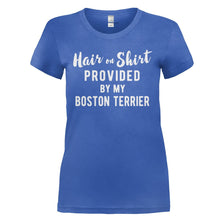 Load image into Gallery viewer, Hair On Shirt Provided By My Boston Terrier - T Shirt - HAIR_ON_SHIRT_PROVIDED_BY_MY_BOSTON_TERRIER_-_Ladies_-_royalblue