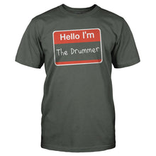 Load image into Gallery viewer, Hello I'm The Drummer - T Shirt - HELLO_I_M_THE_DRUMMER_-_Men_-_charcoal
