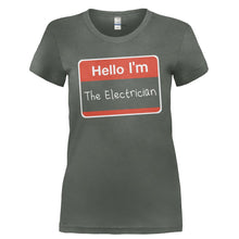 Load image into Gallery viewer, Hello I'm The Electrician - T Shirt - HELLO_I_M_THE_ELECTRICIAN-_Ladies_-_Charcoal
