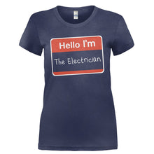 Load image into Gallery viewer, Hello I'm The Electrician - T Shirt - HELLO_I_M_THE_ELECTRICIAN-_Ladies_-_Navy