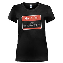 Load image into Gallery viewer, Hello I'm With The Guitar Player - T Shirt - HELLO_I_M_WITH_THE_GUITAR_PLAYER-_Ladies_-_Black