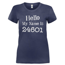 Load image into Gallery viewer, Hello My Name Is 24601 - T Shirt - HELLO_MY_NAME_IS_24601-_Ladies_-_Navy