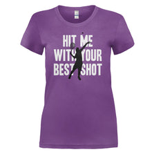 Load image into Gallery viewer, Hit Me With Your Best Shot - T Shirt - HIT_ME_WITH_YOUR_BEST_SHOT-_Ladies_-_Purple