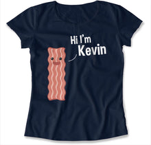 Load image into Gallery viewer, Hi I'm Kevin Bacon - T Shirt - HI_I_M_KEVIN_BACON_-_women_-_navy_blue