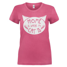 Load image into Gallery viewer, Home is Where My Cat Is - T Shirt - HOME_IS_WHERE_MY_CAT_IS_-_Ladies_-_pink