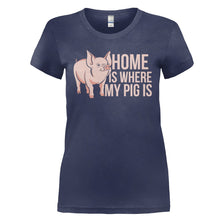 Load image into Gallery viewer, Home is Where My Pig Is - T Shirt - HOME_IS_WHERE_MY_PIG_IS_-_Ladies_-_navbylue