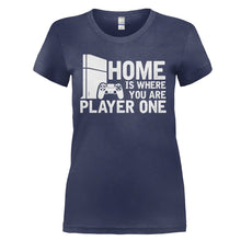 Load image into Gallery viewer, Home Is Where You Are Player One - T Shirt - HOME_IS_WHERE_YOU_ARE_PLAYER_ONE_-_Ladies_-_navyblue