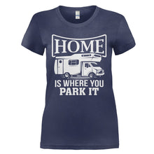 Load image into Gallery viewer, Home Is Where You Park It - T Shirt - HOME_IS_WHERE_YOU_PARK_IT_-_ladies_-_navyblue