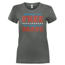 Load image into Gallery viewer, Home of the Free Because of the Brave - T Shirt - HOME_OF_THE_FREE_BECAUSE_OF_THE_BRAVE-_Ladies_-_Charcoal