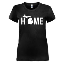 Load image into Gallery viewer, Home State - Michigan - T Shirt - HOME_STATE_-_MICHIGAN_-_ladies_-_black