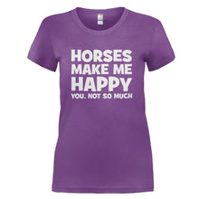 Load image into Gallery viewer, Horses Make Me Happy - T Shirt - HORSES_MAKE_ME_HAPPY_-_Ladies_-_purple