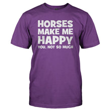Load image into Gallery viewer, Horses Make Me Happy - T Shirt - HORSES_MAKE_ME_HAPPY_-_Men_-_purple