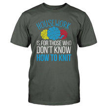 Load image into Gallery viewer, Housework Is For Those Who Don't Knit - T Shirt - HOUSEWORK_IS_FOR_THOSE_WHO_DON_T_KNIT_-_Men_-_charcoal
