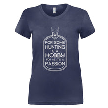 Load image into Gallery viewer, Hunting is a Passion - T Shirt - HUNTING_IS_A_PASSION_-_Ladies_-_navyblue
