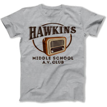 Load image into Gallery viewer, Hawkins Middle School A.V. Club - T Shirt - Hawkins_Middle_School_men_heather