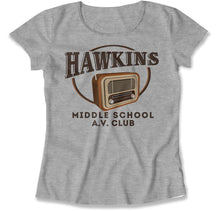 Load image into Gallery viewer, Hawkins Middle School A.V. Club - T Shirt - Hawkins_Middle_School_women_heather