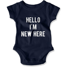 Load image into Gallery viewer, Hello I'm New Here - Baby Bodysuit - Hello_I_m_New_Here_-_Baby_One-Piece_navy