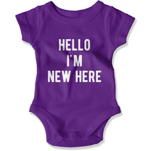 Load image into Gallery viewer, Hello I'm New Here - Baby Bodysuit - Hello_I_m_New_Here_-_Baby_One-Piece_purple