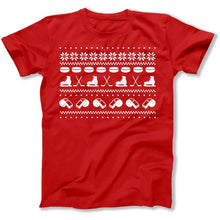 Load image into Gallery viewer, Hockey - Ugly Christmas Sweater - T Shirt - Hockey_-_Ugly_Christmas_Sweater_men_red