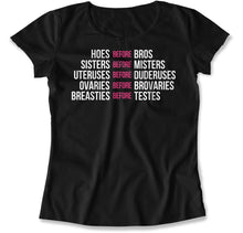 Load image into Gallery viewer, Hoes Before Bros - T Shirt - Hoes_Before_Bros_women_black