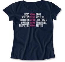 Load image into Gallery viewer, Hoes Before Bros - T Shirt - Hoes_Before_Bros_women_navy