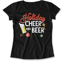 Load image into Gallery viewer, Holiday Cheer and Beer - T Shirt - Holiday_Cheer_and_Beer_women_black