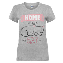 Load image into Gallery viewer, Home is Where my Cat Is - T Shirt - Home_is_Where_my_Cat_Is_women_heathergrey