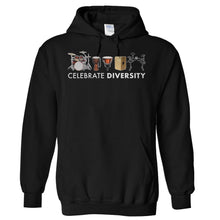 Load image into Gallery viewer, Celebrate Diversity - Drums - Full Color - T Shirt - Hoodies_-_Black_560195c8-3c06-49f9-9df7-5b8cde3b628f