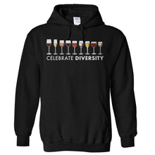 Load image into Gallery viewer, Celebrate Diversity - Wine - T Shirt - Hoodies_-_Black_6d1cd7af-fb1e-425c-9d7c-e6265f741b34