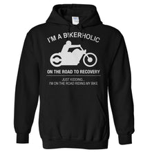 Load image into Gallery viewer, Bikerholic - T Shirt - Hoodies_-_Black_6db4f30a-b3ea-4633-8237-26950d292947