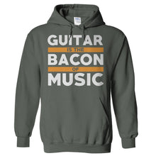 Load image into Gallery viewer, Guitar Is The Bacon Of Music - T Shirt - Hoodies_-_Charcoal_529783d1-b6cf-44d9-9f5c-9398495c6d3b