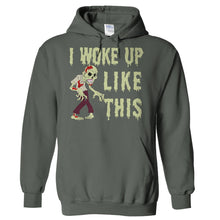 Load image into Gallery viewer, I Woke Up Like This - Zombie - T Shirt - Hoodies_-_Charcoal_903aa9b2-a463-401f-affa-d81a43d60633