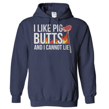 Load image into Gallery viewer, I Like Pig Butts And I Cannot Lie - T Shirt - Hoodies_-_Navy_068b81bc-8b45-4211-a4f2-721fa73489ed