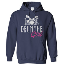Load image into Gallery viewer, Drummer Girl - T Shirt - Hoodies_-_Navy_25846e63-4b0c-4741-a857-1e41bfa42ba5