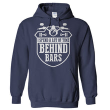 Load image into Gallery viewer, I Spend A Lot Of Time Behind Bars - T Shirt - Hoodies_-_Navy_3824bf2c-47f0-4cc7-901b-b64e91b4811d