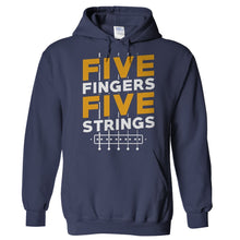 Load image into Gallery viewer, 5 Fingers 5 Strings - T Shirt - Hoodies_-_Navy_4460fc89-2632-4346-9ad7-b8488109a928