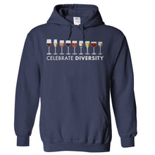 Load image into Gallery viewer, Celebrate Diversity - Wine - T Shirt - Hoodies_-_Navy_49efe15a-6d70-44d6-b577-399020eb260a