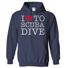 Load image into Gallery viewer, I Love To Scuba Dive - T Shirt - Hoodies_-_Navy_4c98fef1-35e5-41f3-9a1b-2fddac54a5dc