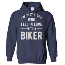 Load image into Gallery viewer, I'm Just A Girl Who Fell In Love With A Biker - T Shirt - Hoodies_-_Navy_70465fcc-00d2-47ba-92df-8b1561018331